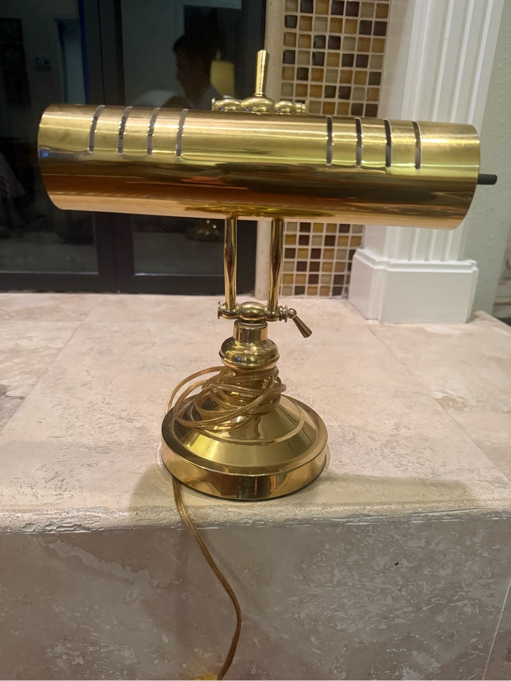 Retro Gold Tone Desk Piano Adjustable Bankers Table Office Lamp Gold